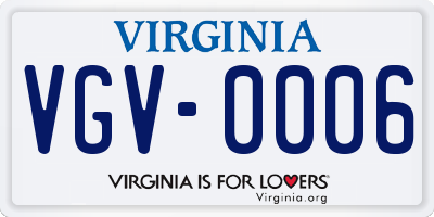 VA license plate VGV0006