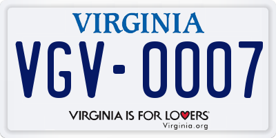 VA license plate VGV0007