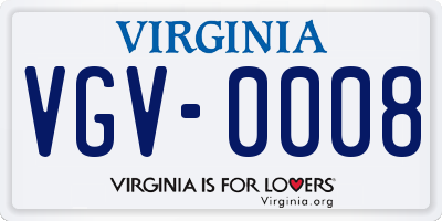 VA license plate VGV0008