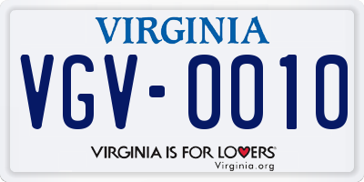VA license plate VGV0010