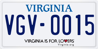 VA license plate VGV0015