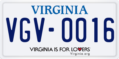 VA license plate VGV0016