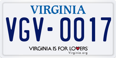 VA license plate VGV0017