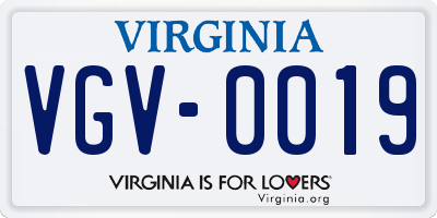 VA license plate VGV0019
