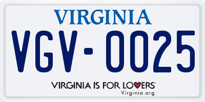 VA license plate VGV0025