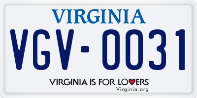VA license plate VGV0031