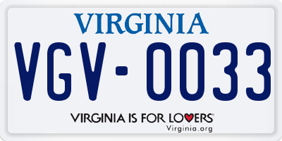 VA license plate VGV0033