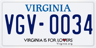 VA license plate VGV0034