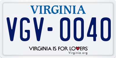 VA license plate VGV0040