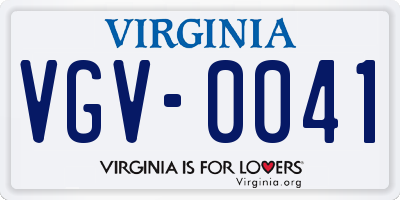 VA license plate VGV0041