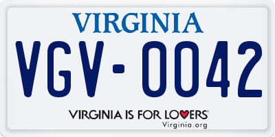 VA license plate VGV0042