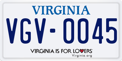 VA license plate VGV0045