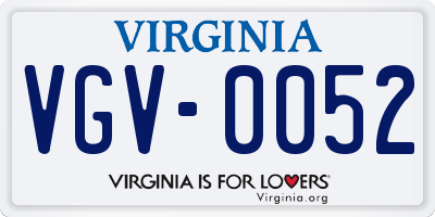 VA license plate VGV0052