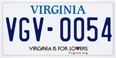 VA license plate VGV0054