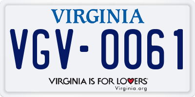 VA license plate VGV0061