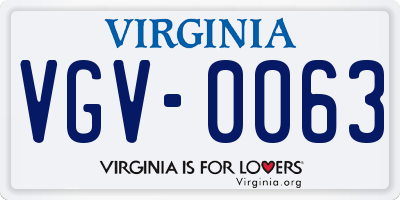 VA license plate VGV0063