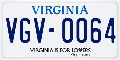 VA license plate VGV0064