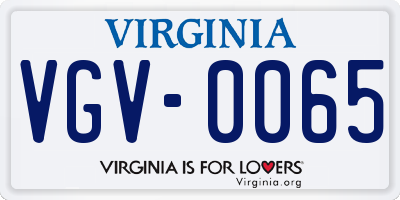 VA license plate VGV0065