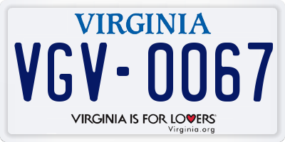 VA license plate VGV0067
