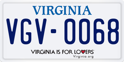 VA license plate VGV0068