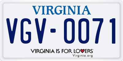 VA license plate VGV0071