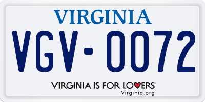 VA license plate VGV0072