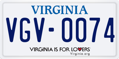 VA license plate VGV0074