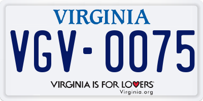 VA license plate VGV0075