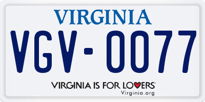 VA license plate VGV0077