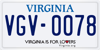 VA license plate VGV0078