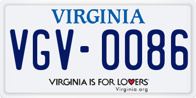 VA license plate VGV0086