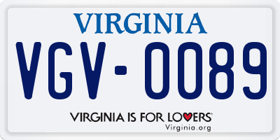 VA license plate VGV0089