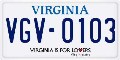 VA license plate VGV0103