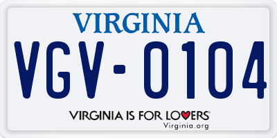 VA license plate VGV0104