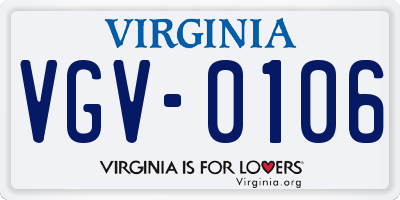 VA license plate VGV0106