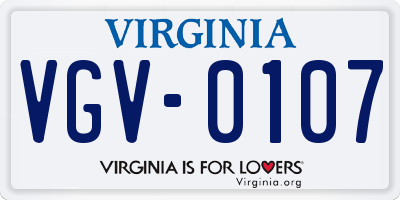 VA license plate VGV0107