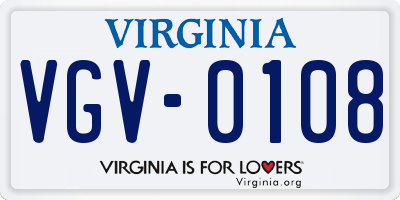 VA license plate VGV0108