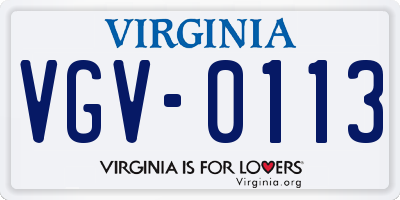 VA license plate VGV0113