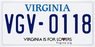 VA license plate VGV0118