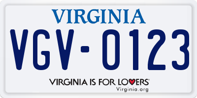 VA license plate VGV0123