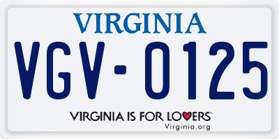 VA license plate VGV0125