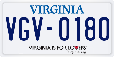 VA license plate VGV0180