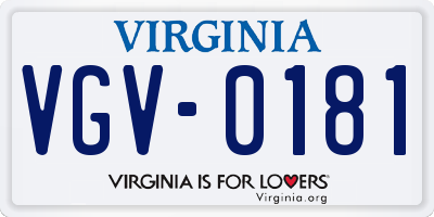 VA license plate VGV0181