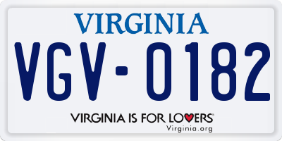 VA license plate VGV0182