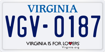 VA license plate VGV0187
