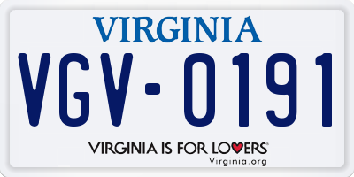VA license plate VGV0191