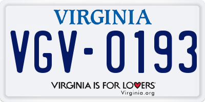 VA license plate VGV0193