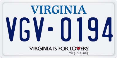 VA license plate VGV0194
