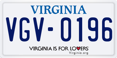 VA license plate VGV0196