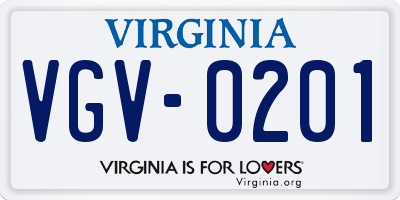 VA license plate VGV0201